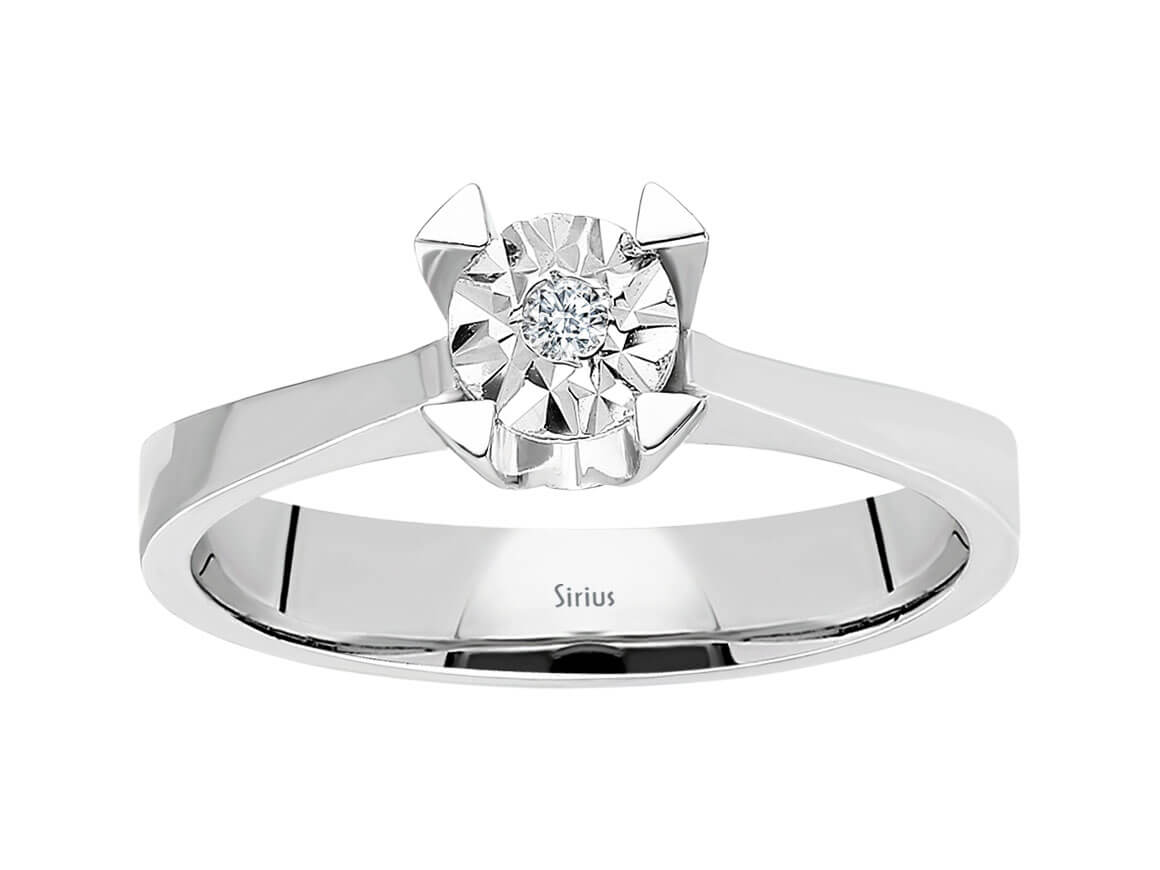 Bague solitaire en Or Blanc avec diamant de laboratoire - serti illusion - 8K - Bijoux haut de gamme de Rosy Lab Diamonds