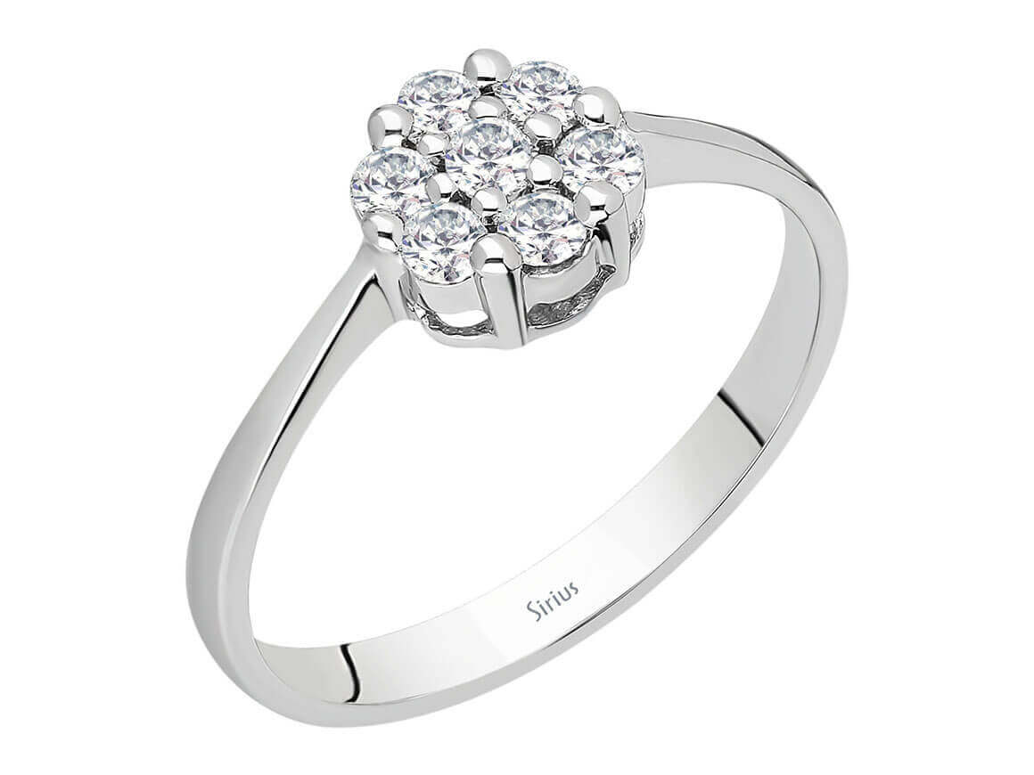 Weißgold Diamantring mit 7 rund geschliffenen Diamanten – 0,32 ct – 8K