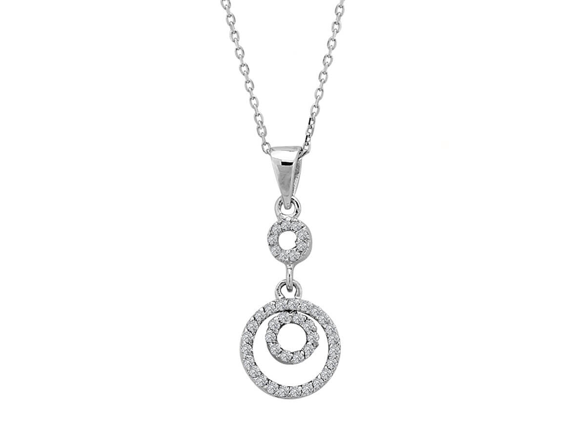 Collier triple cercle avec 42 diamants ronds cultivés en laboratoire en or blanc 14 carats