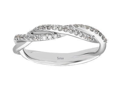 Weißgoldring mit 35 laborgezüchteten Diamanten, zwei Reihen, 14K