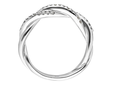 Weißgoldring mit 35 laborgezüchteten Diamanten, zwei Reihen, 14K