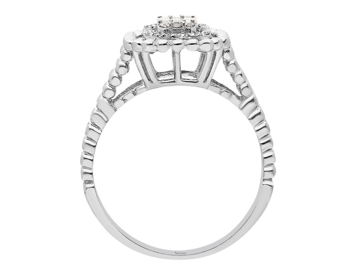 Funkelnder Baguette- und Runddiamant-Ring "Lichtstrahl" aus 14 Karat Weißgold - hochwertiger Schmuck von Rosy Lab Diamonds