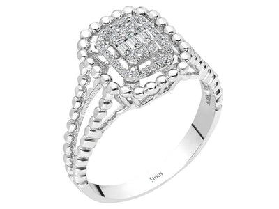 Funkelnder Baguette- und Runddiamant-Ring "Lichtstrahl"