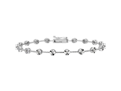 Strukturiertes Armband mit 18 lab-grown Diamanten in 8K Weißgold