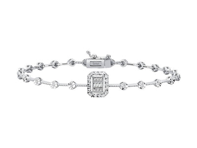 Sparkling bracelet with baguette and round lab-grown diamonds in 8K white gold