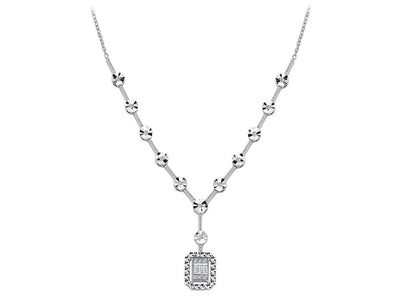 Strahleneffekt-Baguette-Diamantcollier aus 8 Karat Gold