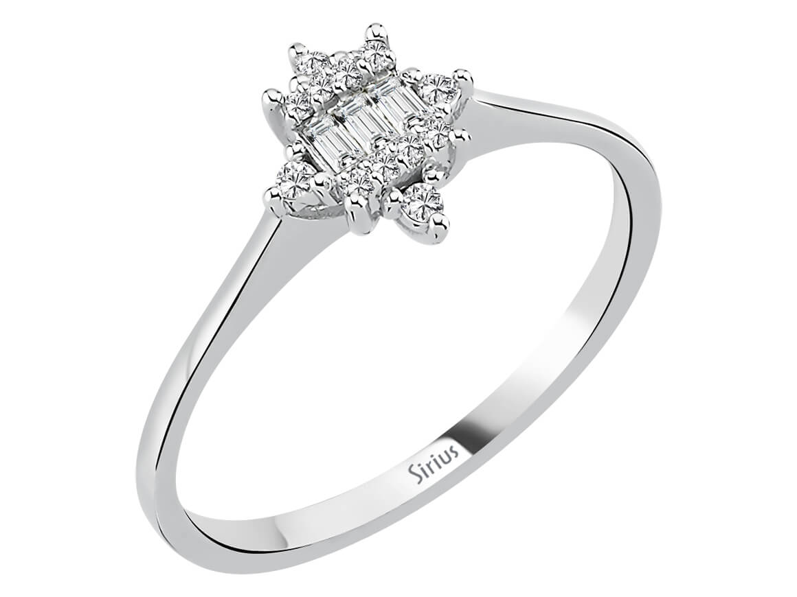 Weißgoldring mit Baguette- und Runddiamanten – „Izarra“-Design