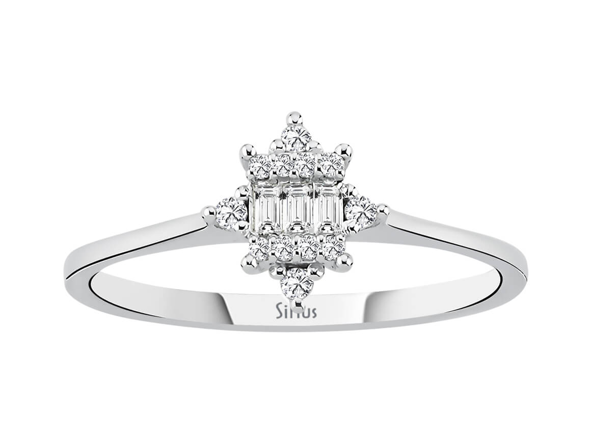 Weißgoldring mit Baguette- und Runddiamanten – „Izarra“-Design