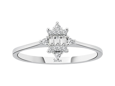 Weißgoldring mit Baguette- und Runddiamanten – „Izarra“-Design