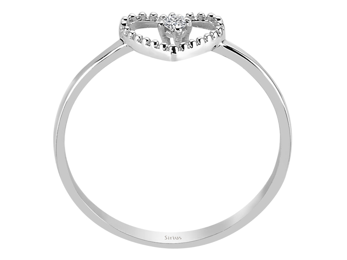 Feiner Labordiamant Herz-Solitär-Ring aus 8K Weißgold mit 1 rund geschliffenem Diamanten