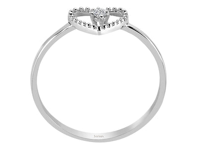 Feiner Labordiamant Herz-Solitär-Ring aus 8K Weißgold mit 1 rund geschliffenem Diamanten