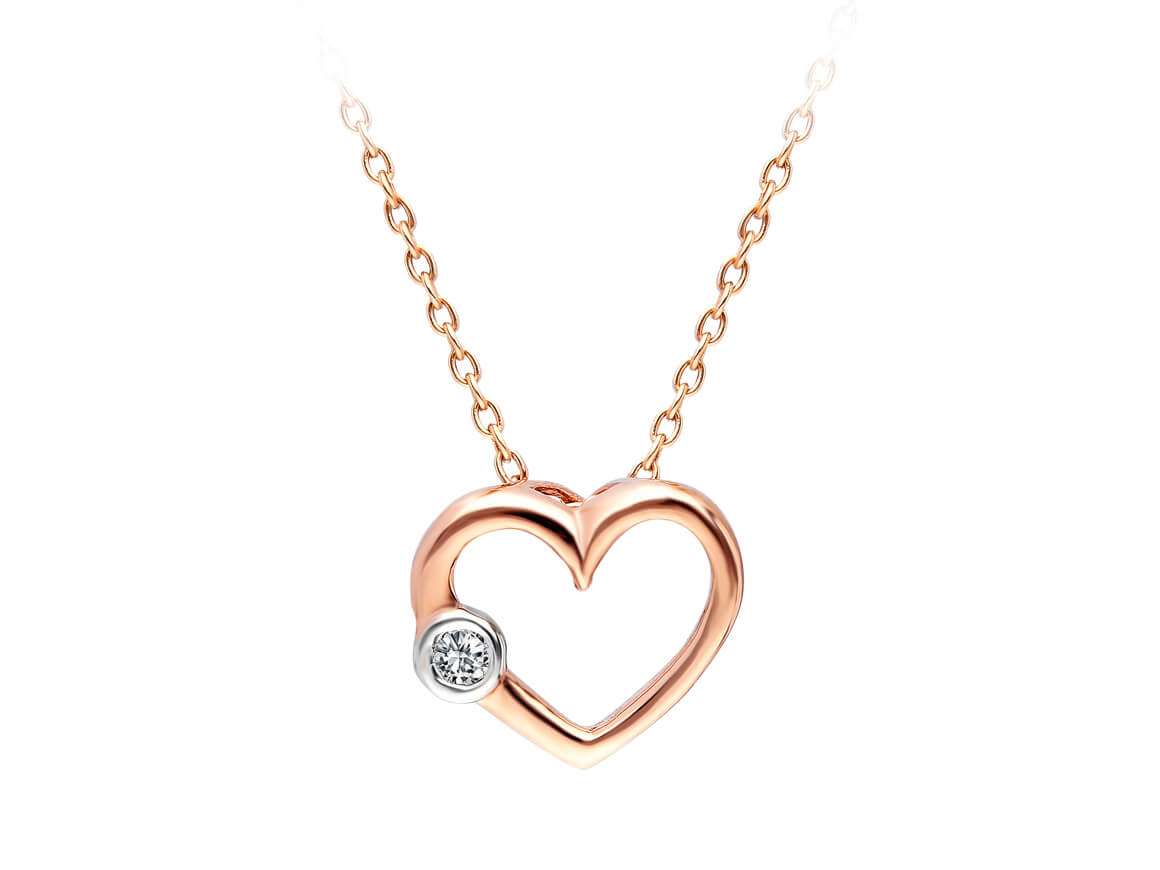 Pırlantalı kalp kolye ucu - 8K Rose Altın - Rosy Lab Diamonds’tan yüksek kaliteli Mücevher