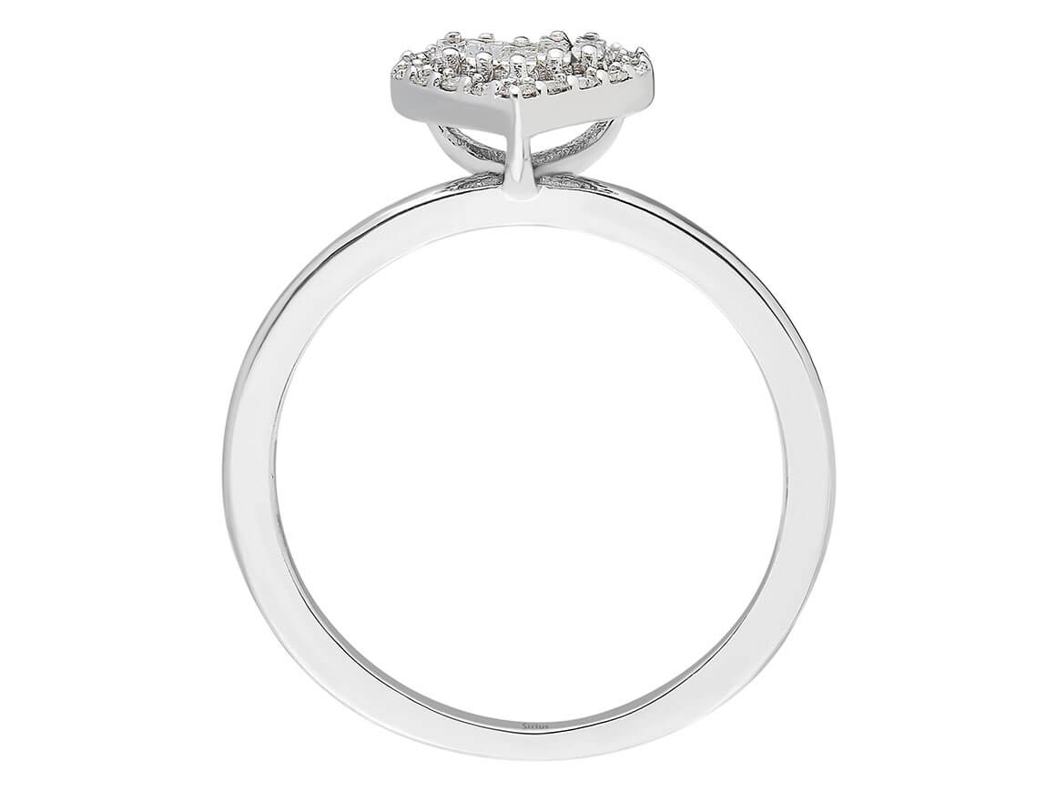 Eleganter 14K Weißgold Herz-Ring mit 5 Baguette-Diamanten und 18 Runddiamanten – 2,04 Karat
