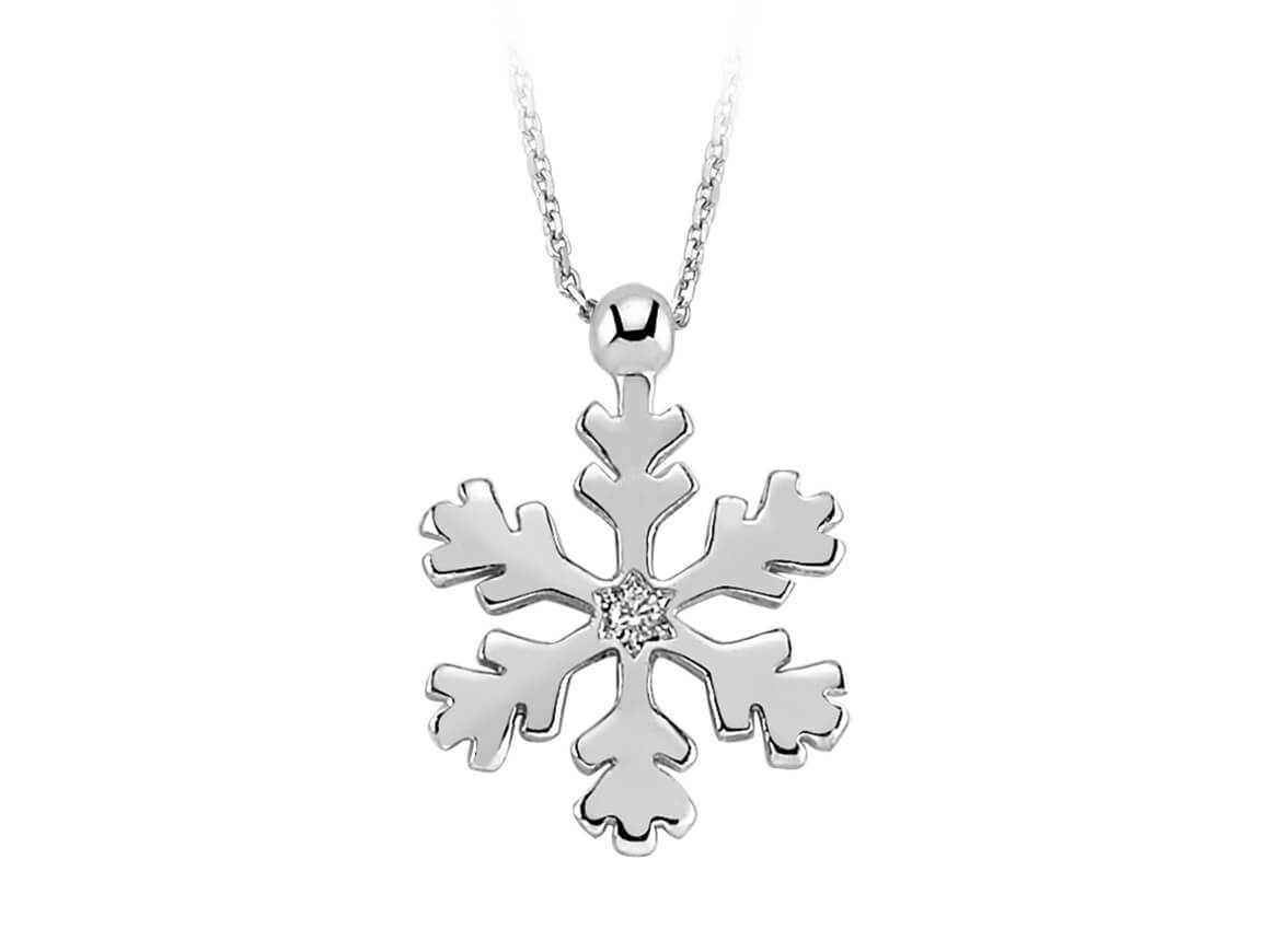 Schneeflocken-Kette mit lab-grown Diamant - 8K Weißgold - hochwertiger Schmuck von Rosy Lab Diamonds