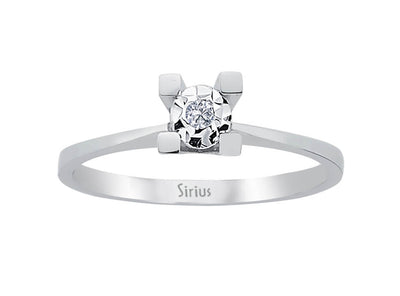 Simple white gold solitaire ring with sparkling diamond