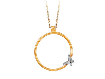 Collier cercle papillon avec 6 diamants de laboratoire en or jaune 14 carats