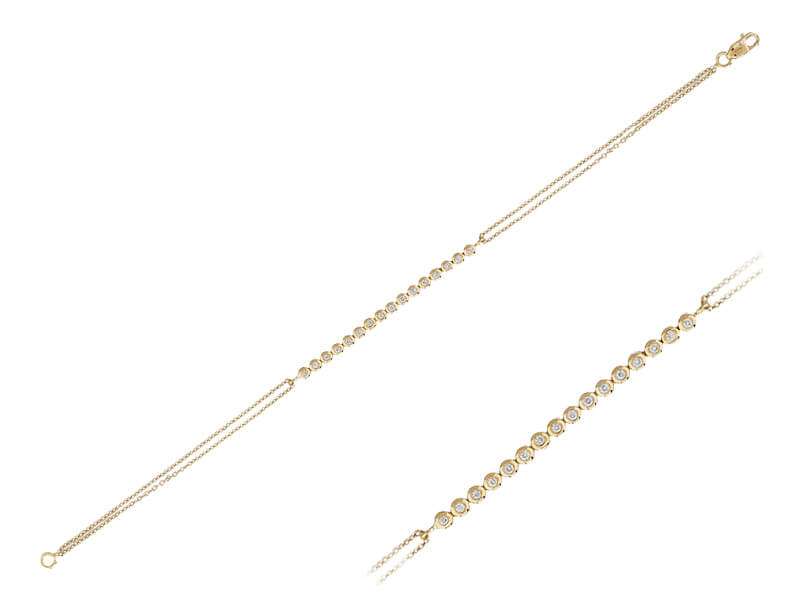 Zweireihiges Rivière-Armband mit 16 Diamanten aus 14K Rotgold