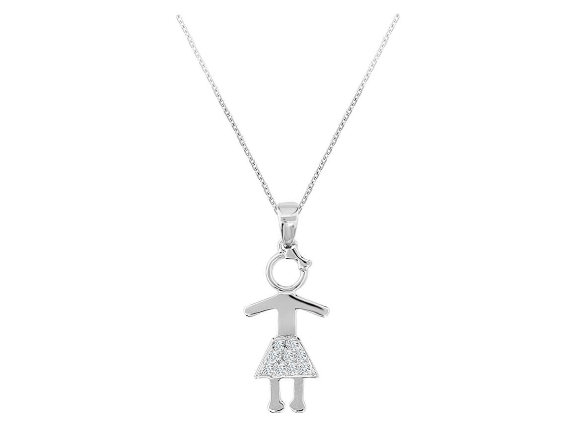 Girl motif pendant with lab-grown diamonds in 8K gold