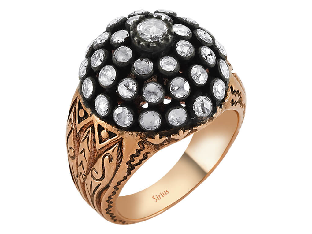 38 laboratuvar pırlantalı kubbe şeklinde Rose Altın yüzük | 8K gösterişli Mücevher - Rosy Lab Diamonds’tan yüksek kaliteli Mücevher
