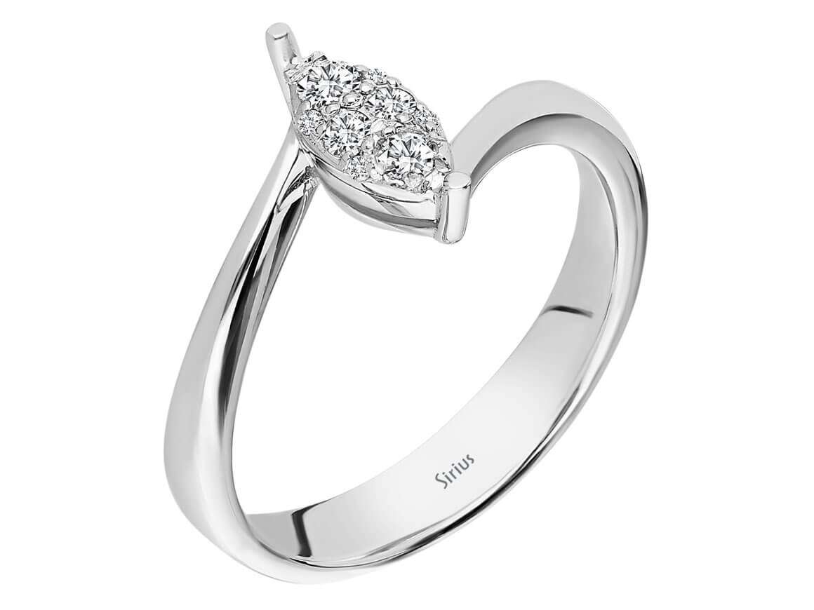 Design ring with 8 lab diamonds in marquise look – 8K white gold