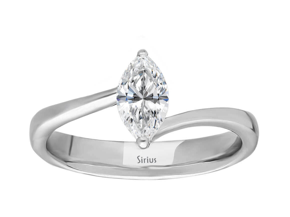 Bague en Or Blanc 14 carats avec Diamant marquise de 0,30 carat – solitaire – Bijoux haut de gamme de Rosy Lab Diamonds