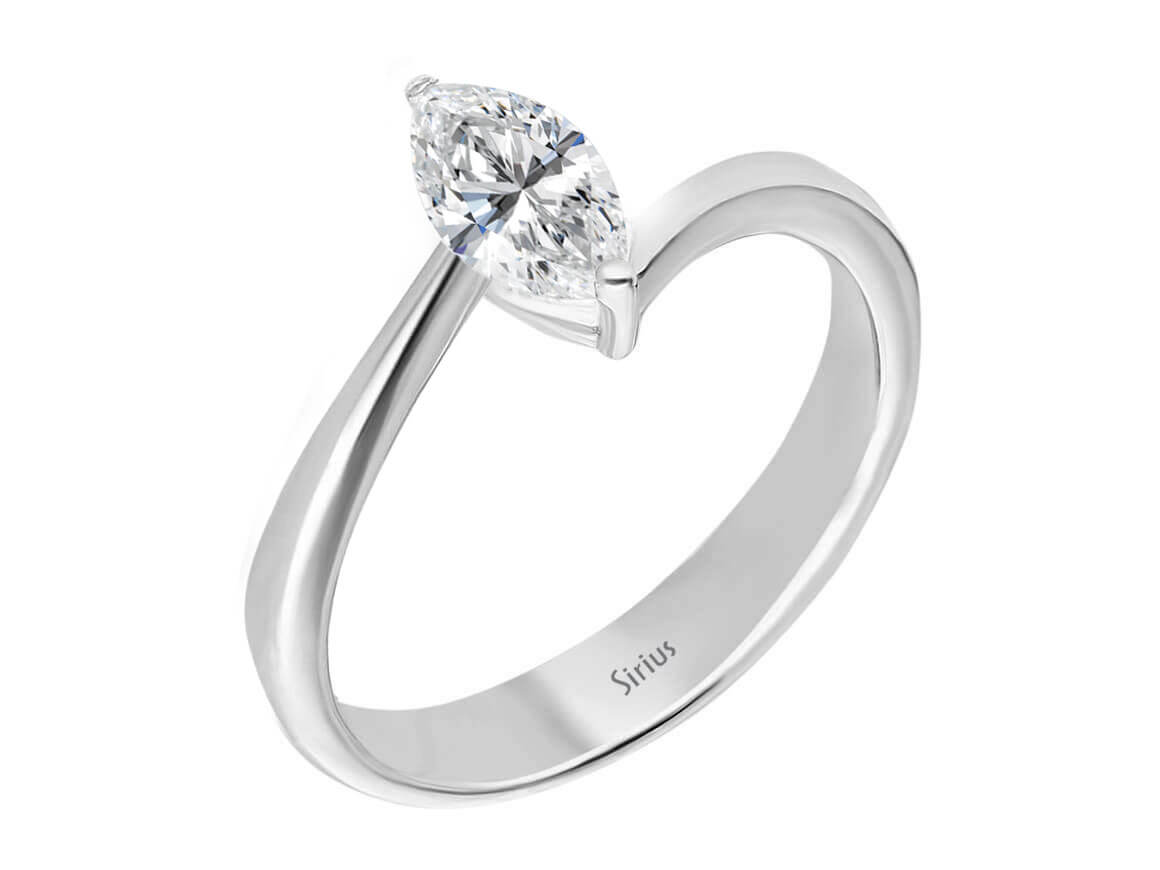 Bague en Or Blanc 14 carats avec Diamant marquise de 0,30 carat – solitaire – Bijoux haut de gamme de Rosy Lab Diamonds