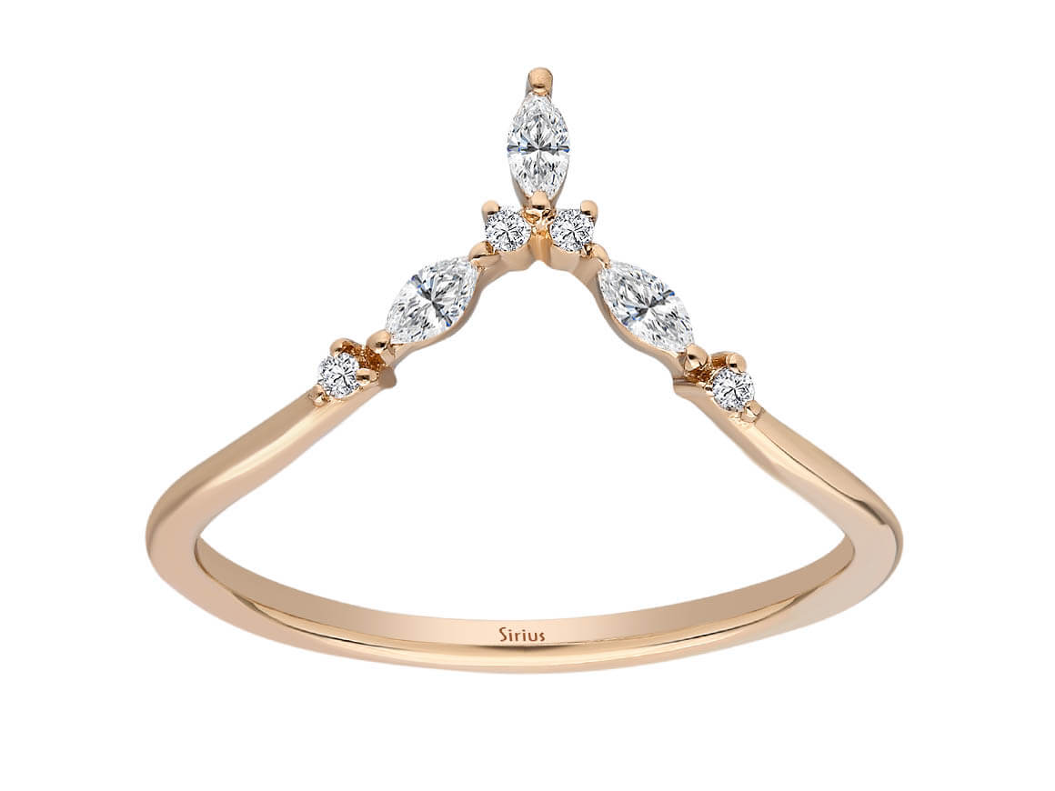 Élégante bague en Or Rose 14 K avec diamants marquise et ronds – 1,40 carat – Bijoux haut de gamme de Rosy Lab Diamonds