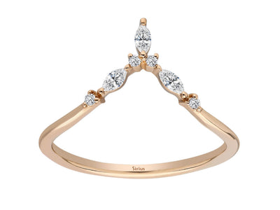 Eleganter 14K Roségold Ring mit 3 Markiz-Diamanten und 4 Runddiamanten – 1,40 Karat