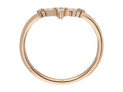 Eleganter 14K Roségold Ring mit 3 Markiz-Diamanten und 4 Runddiamanten – 1,40 Karat