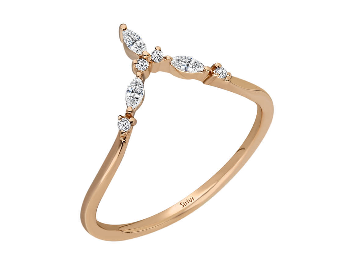Élégante bague en Or Rose 14 K avec diamants marquise et ronds – 1,40 carat – Bijoux haut de gamme de Rosy Lab Diamonds