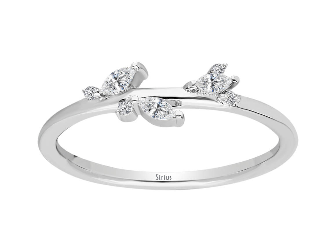 Eleganter 14K Weißgold Ring mit Markiz- & Runddiamanten - 1,76 Karat - hochwertiger Schmuck von Rosy Lab Diamonds