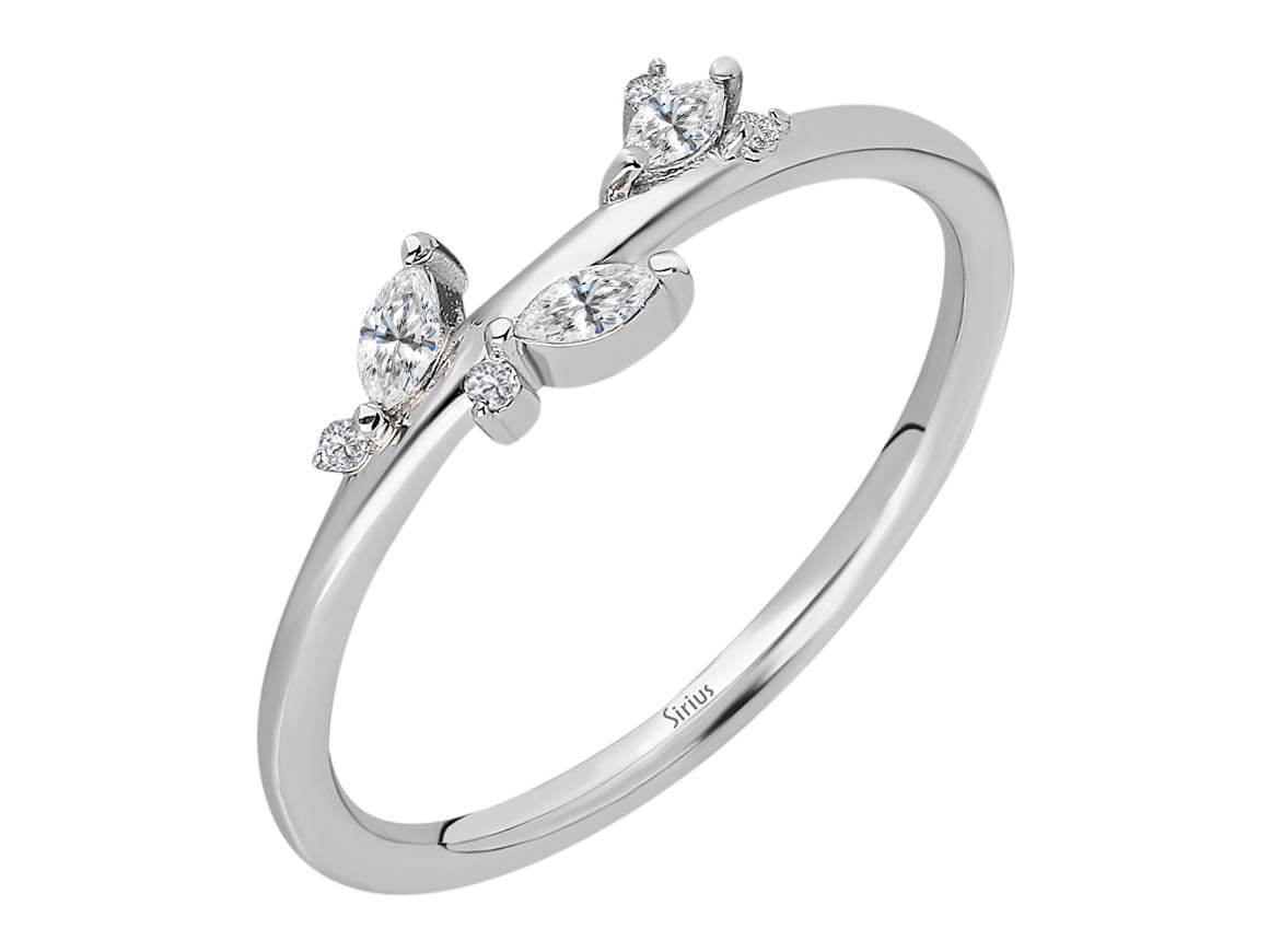 Eleganter 14K Weißgold Ring mit Markiz- & Runddiamanten - 1,76 Karat - hochwertiger Schmuck von Rosy Lab Diamonds