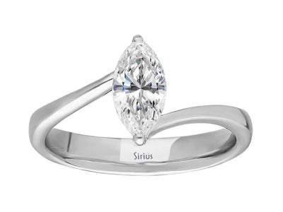 Stylish laboratory diamond marquise cut solitaire ring in 14 karat white gold