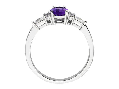 Modern ring with lab-grown diamonds and teardrop-shaped tanzanite