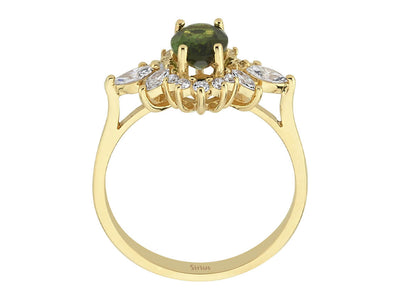 Yellow gold ring with green tourmaline and lab diamonds – Lucrezia design
