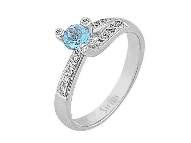 Laborgezüchteter Diamant- und Blautopas-Ring aus 14 Karat Weißgold – 0,28 ct Diamant & 0,44 ct Blautopas