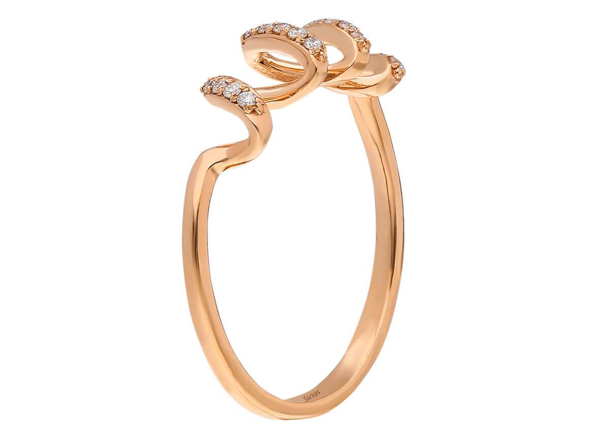 Rose Gold wave ring with 18 lab-grown diamonds – Modern & Sparkling – 14K – high-quality Jewelry by Rosy Lab Diamonds