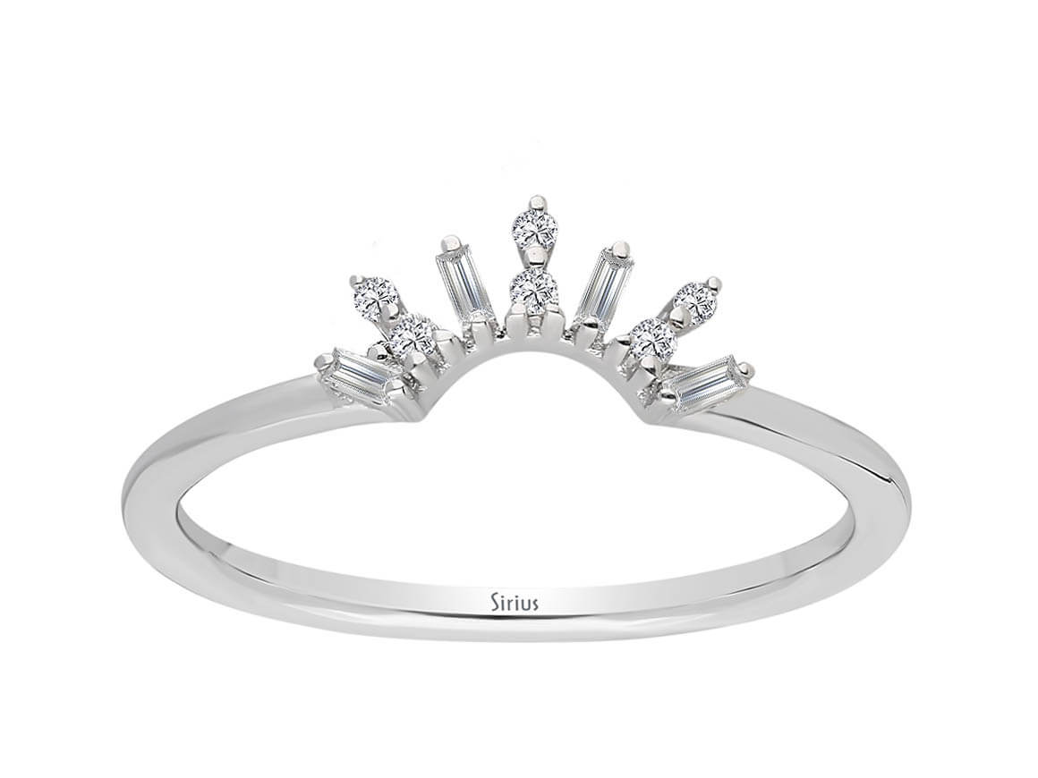 Weißgold Mezzaluna-Ring mit Baguette- & Runddiamanten - 1,68 Karat - hochwertiger Schmuck von Rosy Lab Diamonds
