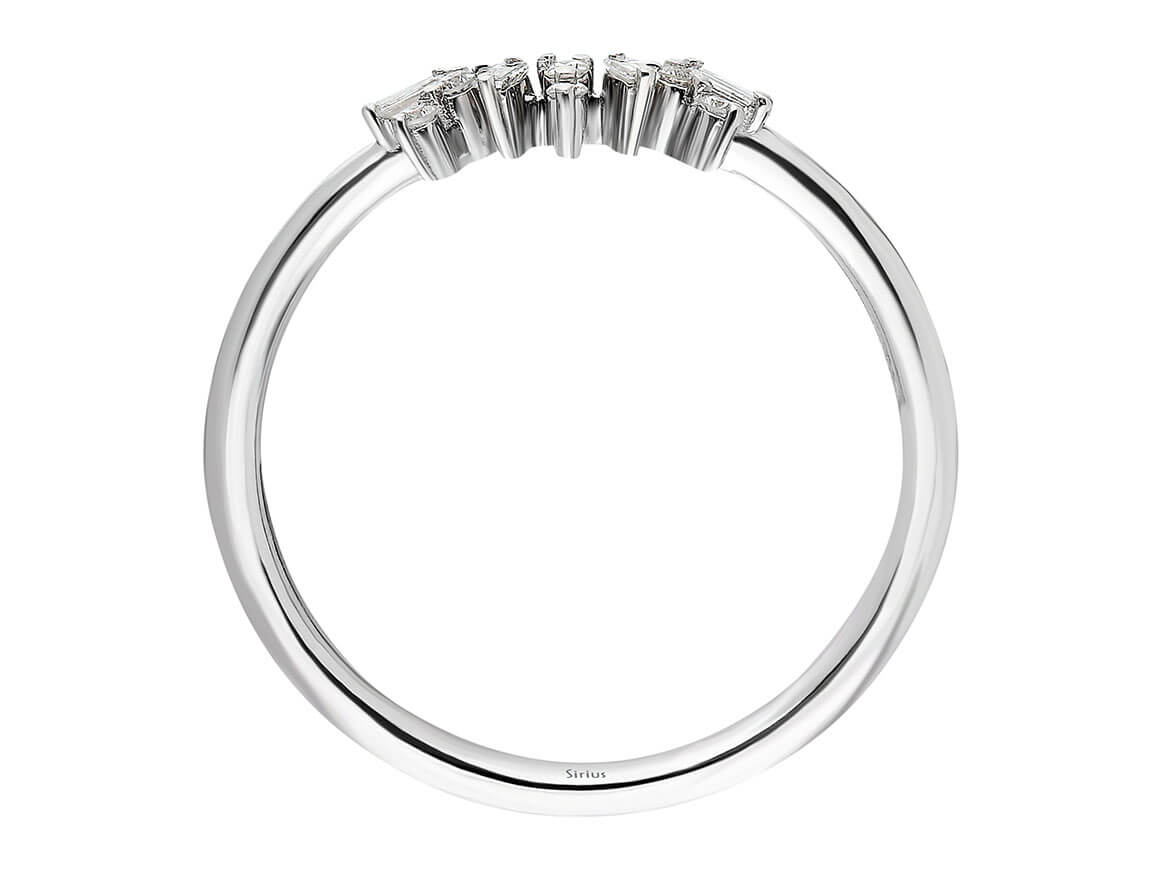 Weißgold Mezzaluna-Ring mit Baguette- & Runddiamanten - 1,68 Karat - hochwertiger Schmuck von Rosy Lab Diamonds