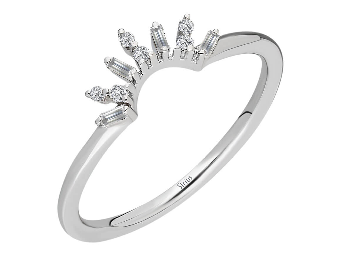 Weißgold Mezzaluna-Ring mit Baguette- & Runddiamanten - 1,68 Karat - hochwertiger Schmuck von Rosy Lab Diamonds