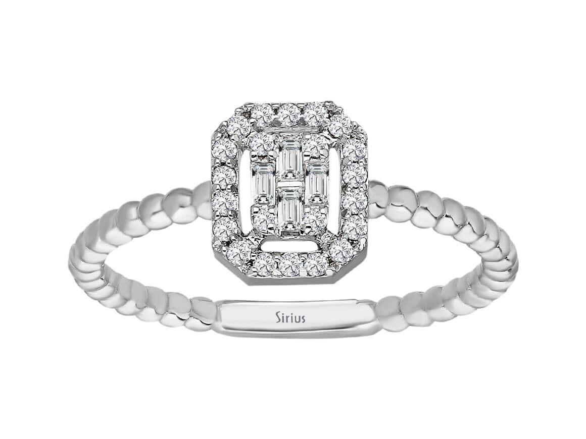 Mia White Gold Ring with Baguette and Round Diamonds - 1.87 Carats - high-quality Jewelry by Rosy Lab Diamonds