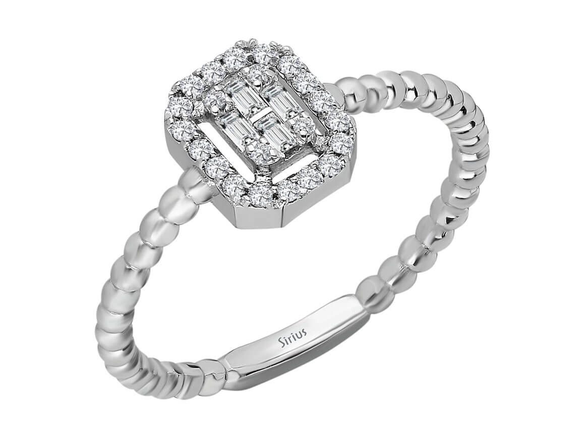 Mia White Gold Ring with Baguette and Round Diamonds - 1.87 Carats - high-quality Jewelry by Rosy Lab Diamonds