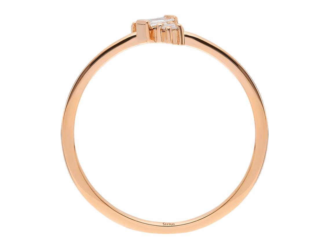 Zarter Roségold-Ring mit Labor-Diamanten - Baguette & Rund - 14K - hochwertiger Schmuck von Rosy Lab Diamonds