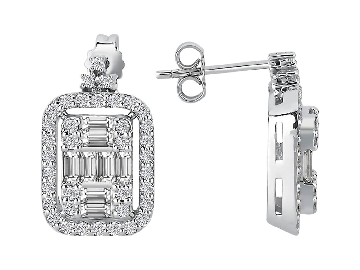 Modern Diamond Earrings - 90 Stones in 585 White Gold | Luxurious Ear Jewelry - High-Quality Jewelry by Rosy Lab Diamonds