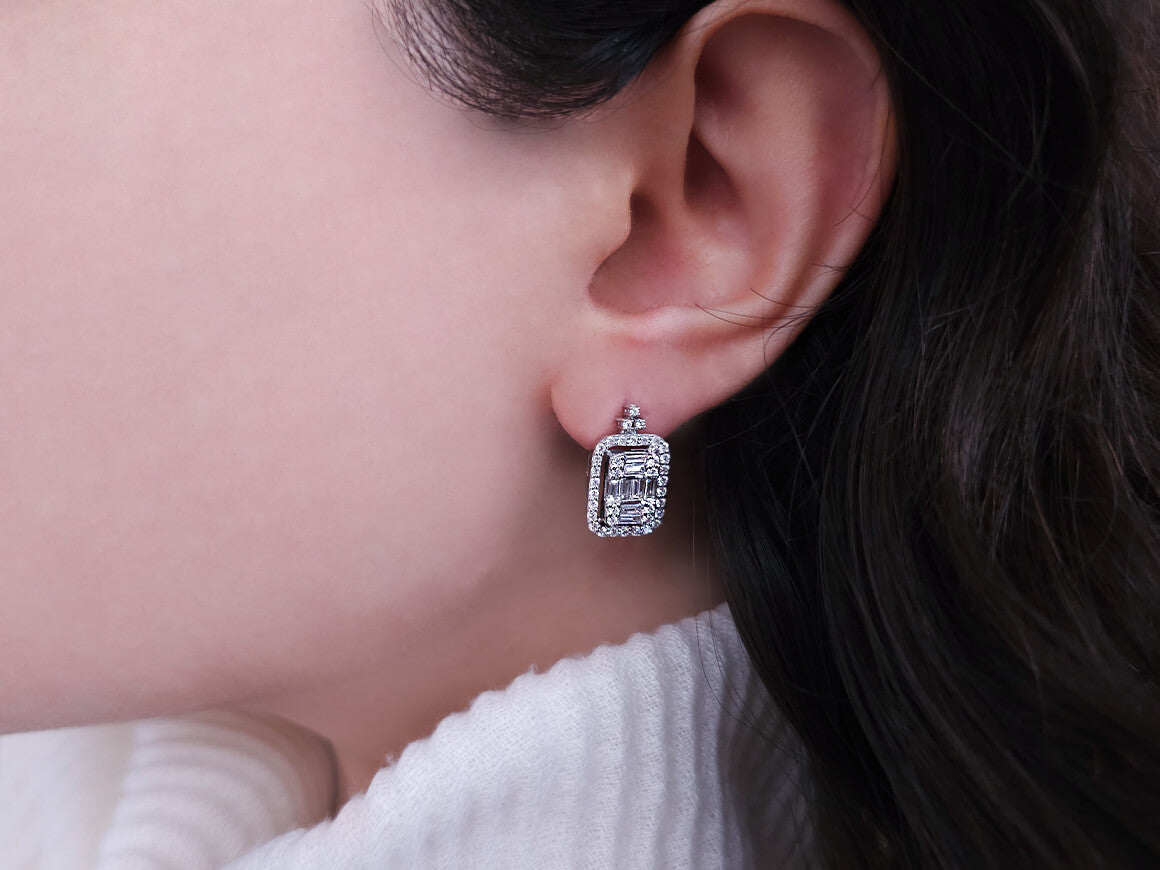 Modern Diamond Earrings - 90 Stones in 585 White Gold | Luxurious Ear Jewelry - High-Quality Jewelry by Rosy Lab Diamonds