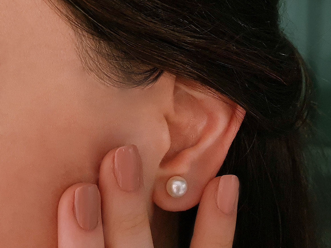 585 Sarı Altın içinde 3,91 ct tatlı su incili Pimli Küpe - Rosy Lab Diamonds’tan yüksek kaliteli Mücevher