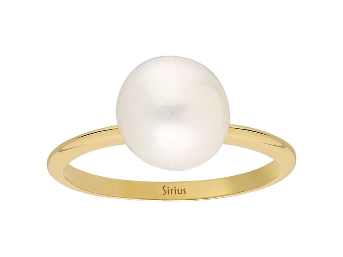 Moderner Ring mit Weißer Perle in 14 Karat Gelbgold | Eleganter Perlenschmuck - hochwertiger Schmuck von Rosy Lab Diamonds