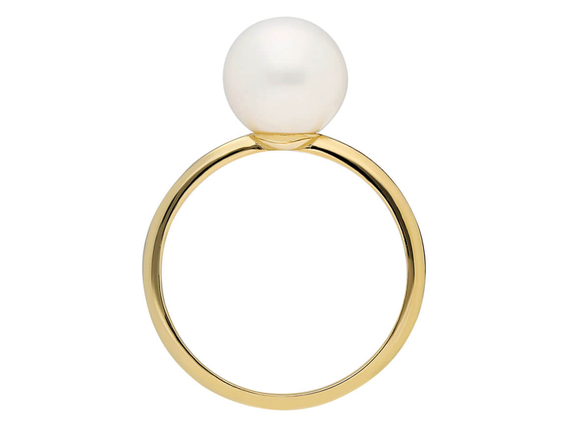 Moderner Ring mit Weißer Perle in 14 Karat Gelbgold | Eleganter Perlenschmuck - hochwertiger Schmuck von Rosy Lab Diamonds