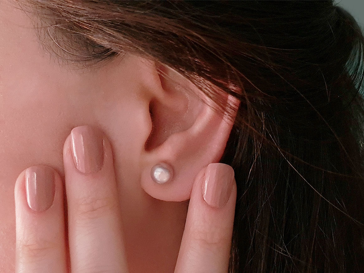 Pink pearl stud earrings in 585 White Gold – high-quality Jewelry by Rosy Lab Diamonds