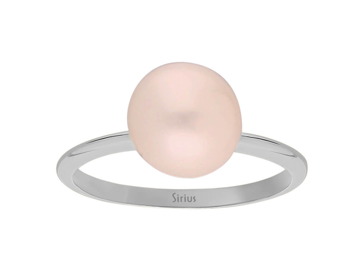 Bague moderne avec perle rose en Or Blanc 14 carats | Élégants bijoux en perles – Bijoux haut de gamme de Rosy Lab Diamonds